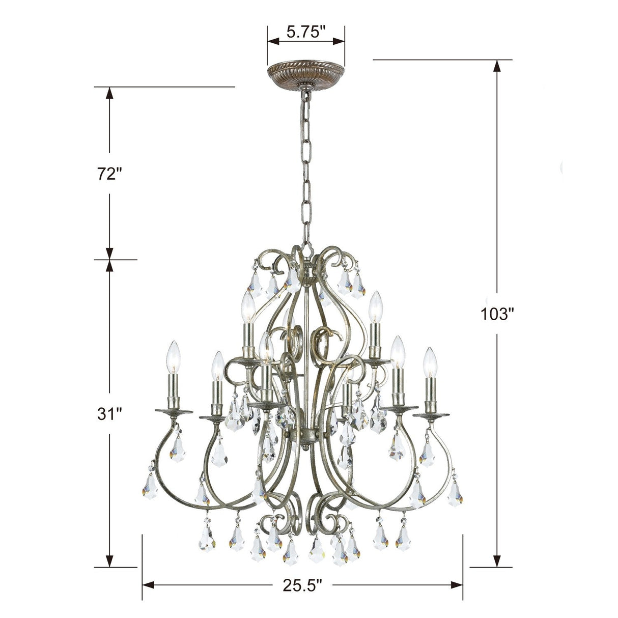 Ashton 9 Light Hand Cut Crystal English Bronze Chandelier 5019-EB-CL-MWP