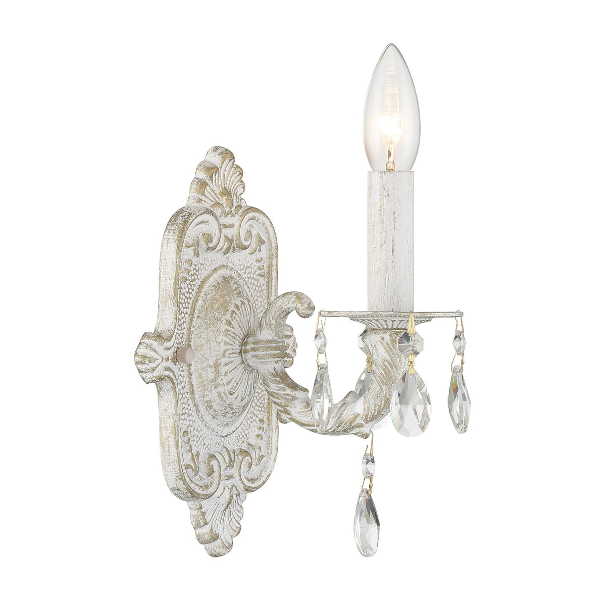 Paris Market 1 Light Swarovski Strass Crystal Antique White Sconce 5021-AW-CL-S