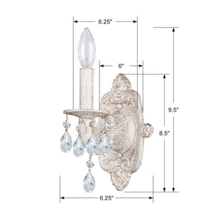 Paris Market 1 Light Swarovski Strass Crystal Antique White Sconce 5021-AW-CL-S