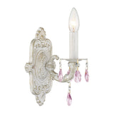 Paris Market 1 Light Rose Crystal Antique White Sconce 5021-AW-RO-MWP