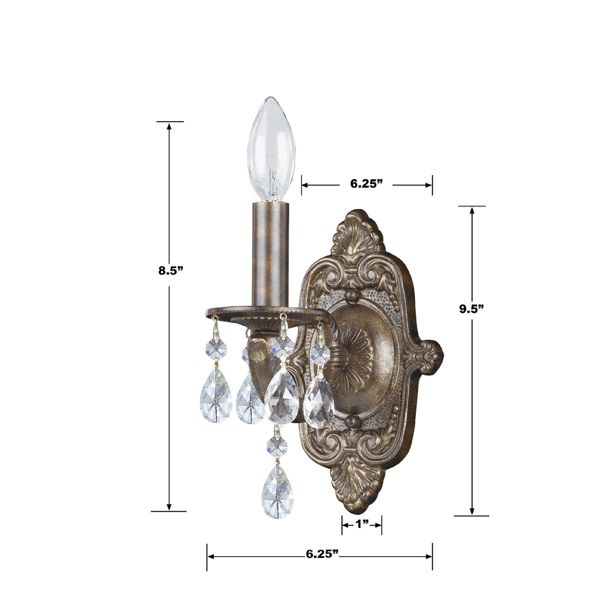 Paris Market 1 Light Clear Crystal Antique White Sconce 5021-AW-CL-MWP