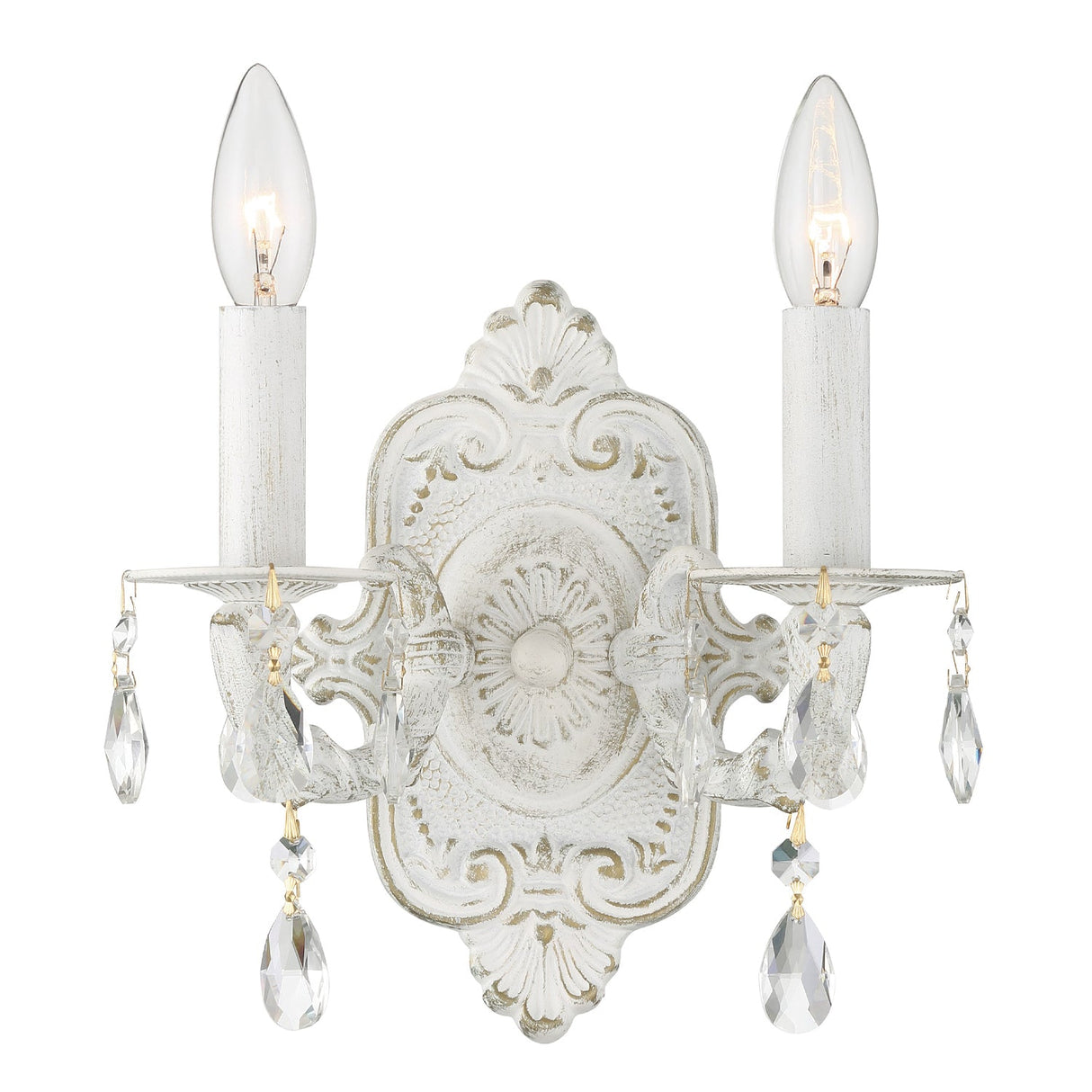 Paris Market 2 Light Clear Crystal Antique White Sconce 5022-AW-CL-MWP