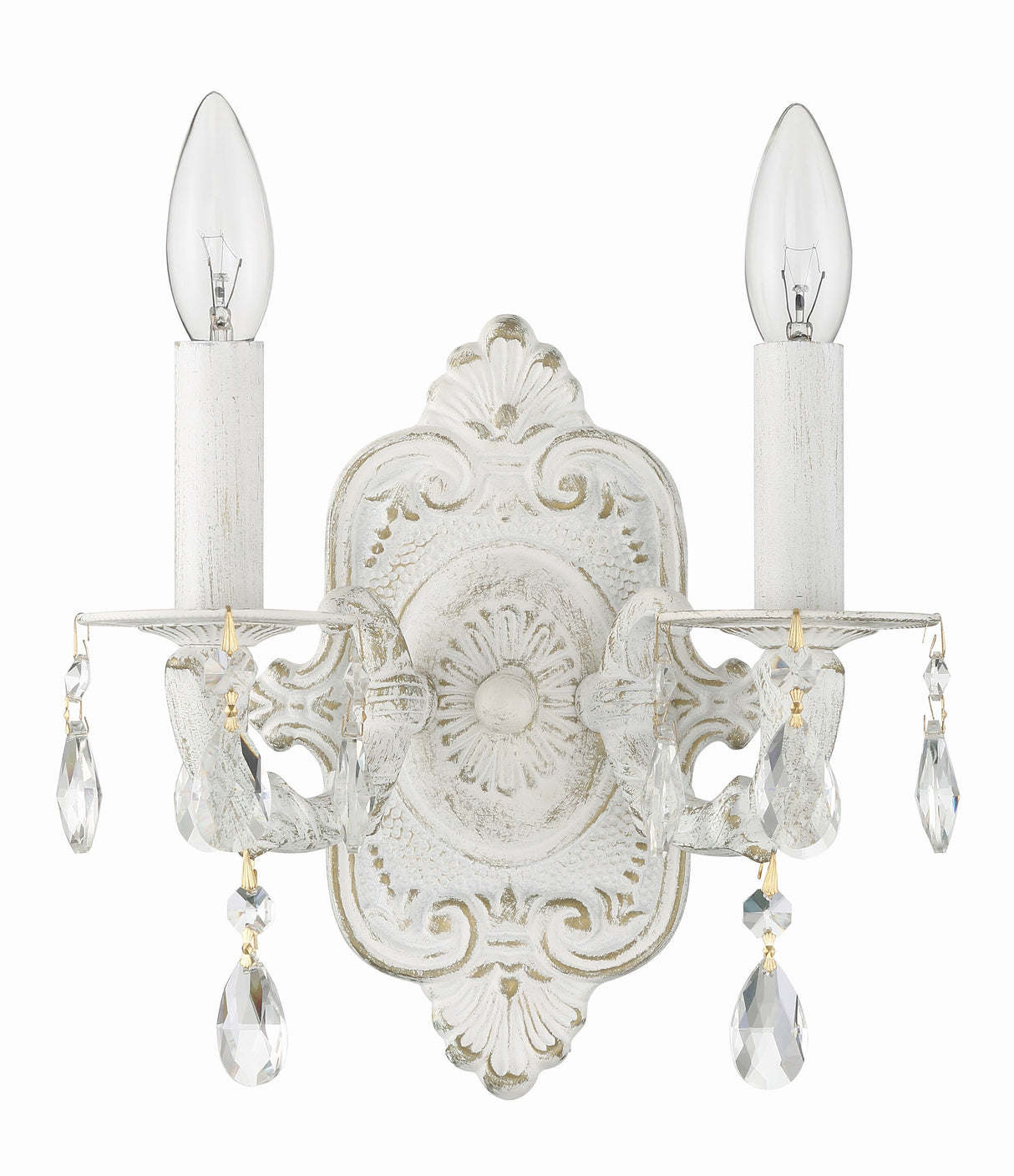 Paris Market 2 Light Clear Crystal Antique White Sconce 5022-AW-CL-MWP