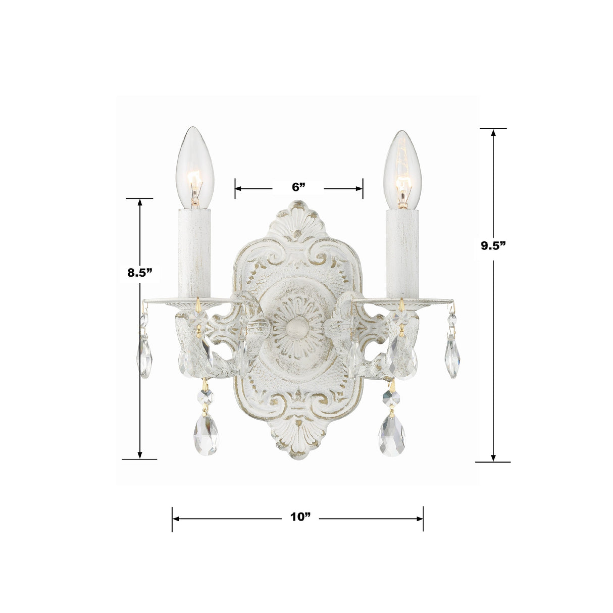 Paris Market 2 Light Clear Crystal Antique White Sconce 5022-AW-CL-MWP