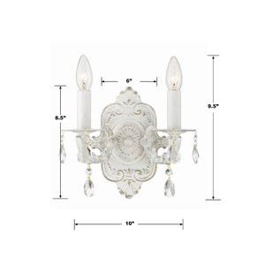 Paris Market 2 Light Clear Crystal Antique White Sconce 5022-AW-CL-MWP