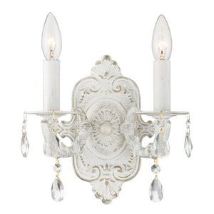 Paris Market 2 Light Swarovski Strass Crystal Antique White Sconce 5022-AW-CL-S