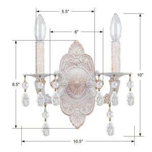 Paris Market 2 Light Swarovski Strass Crystal Antique White Sconce 5022-AW-CL-S