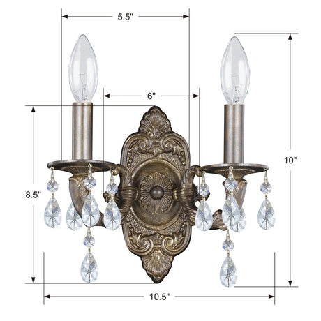 Paris Market 2 Light Clear Crystal Venetian Bronze Sconce 5022-VB-CL-MWP