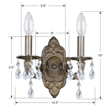 Paris Market 2 Light Clear Crystal Venetian Bronze Sconce 5022-VB-CL-MWP