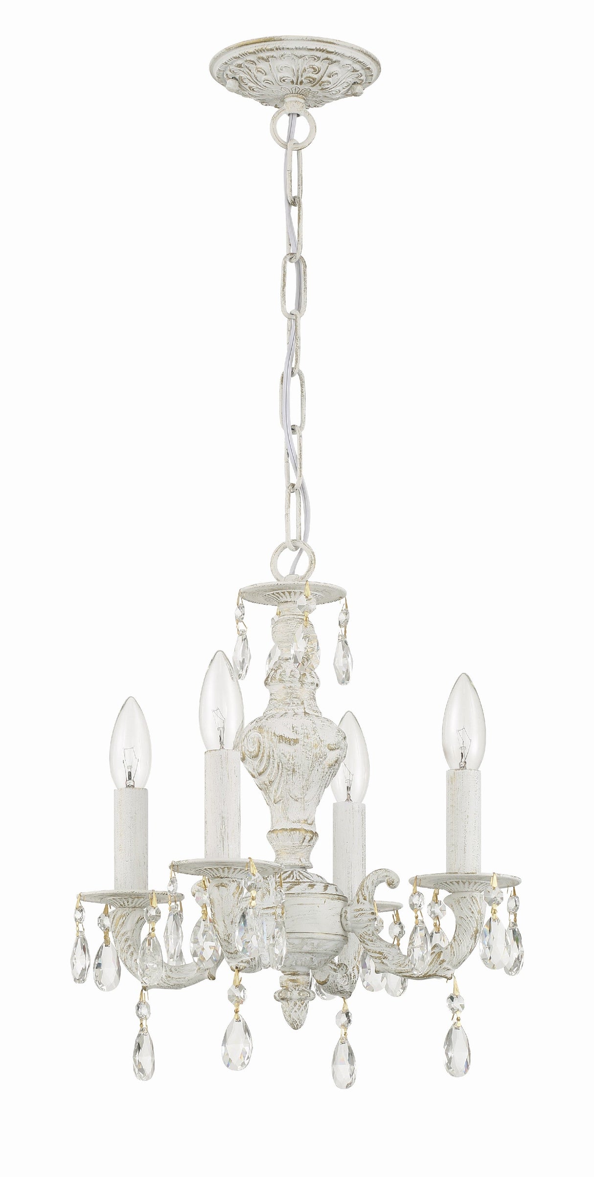 Paris Market 4 Light Clear Crystal Antique White Mini Chandelier 5024-AW-CL-MWP