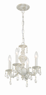 Paris Market 4 Light Clear Crystal Antique White Mini Chandelier 5024-AW-CL-MWP