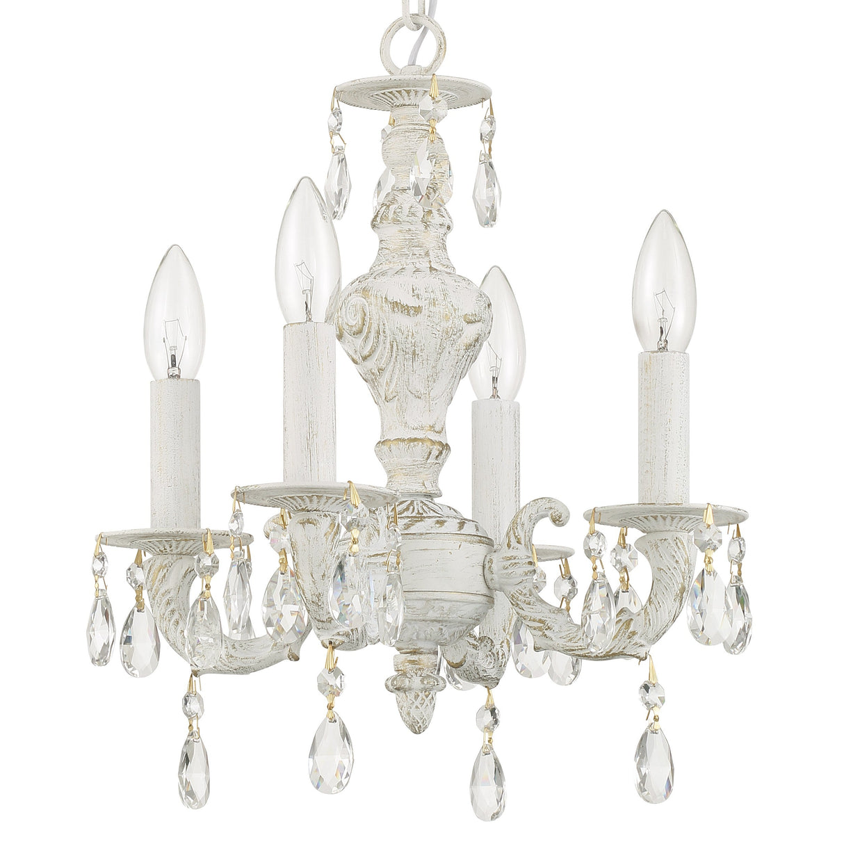 Paris Market 4 Light Clear Crystal Antique White Mini Chandelier 5024-AW-CL-MWP