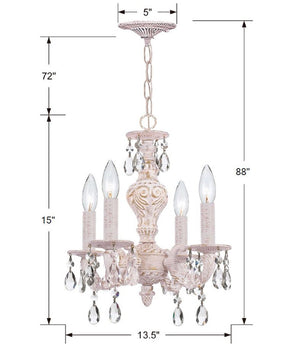 Paris Market 4 Light Swarovski Strass Crystal Antique White Mini Chandelier 5024-AW-CL-S