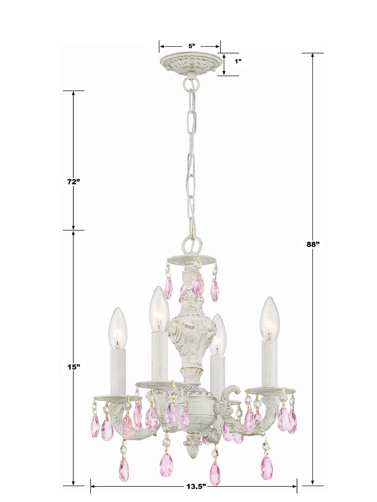 Paris Market 4 Light Clear Crystal Antique White Mini Chandelier 5024-AW-CL-MWP