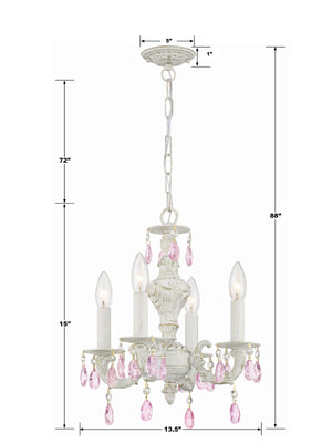 Paris Market 4 Light Clear Crystal Antique White Mini Chandelier 5024-AW-CL-MWP