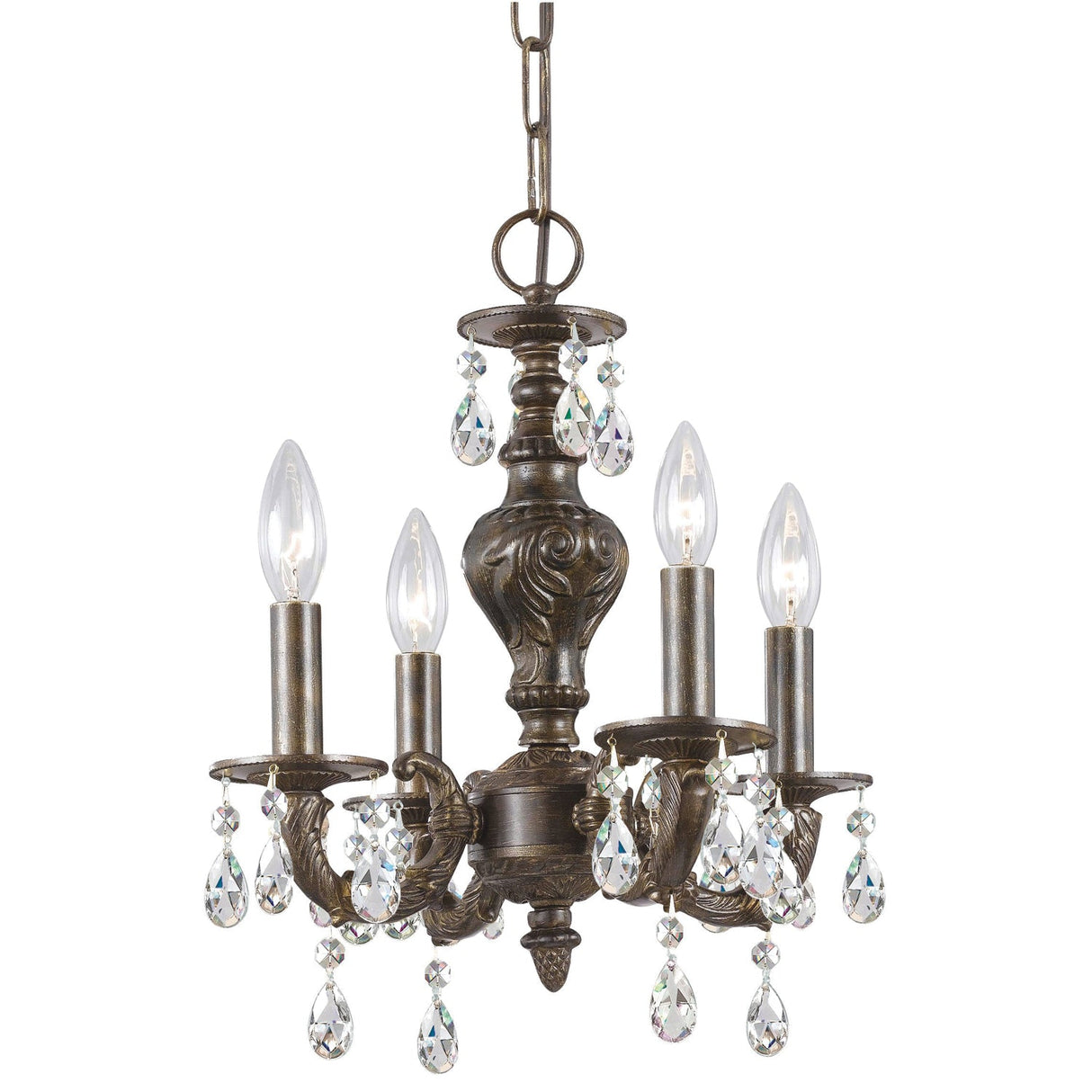 Paris Market 4 Light Clear Crystal Antique White Mini Chandelier 5024-AW-CL-MWP