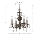 Paris Market 4 Light Clear Crystal Antique White Mini Chandelier 5024-AW-CL-MWP