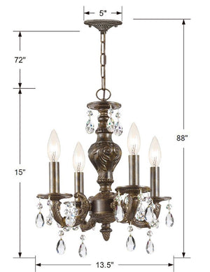 Paris Market 4 Light Spectra Crystal Venetian Bronze Mini Chandelier 5024-VB-CL-SAQ