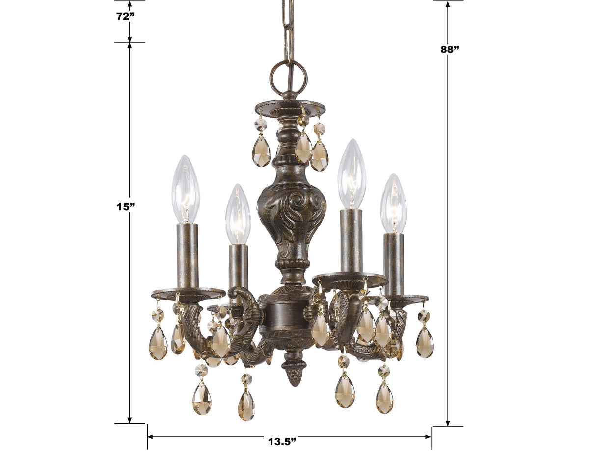 Paris Market 4 Light Clear Crystal Antique White Mini Chandelier 5024-AW-CL-MWP