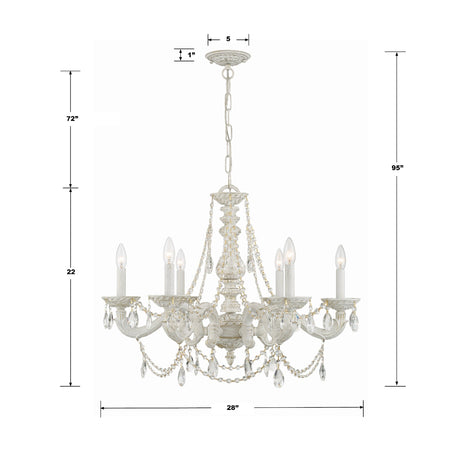 Paris Market 6 Light Clear Italian Crystal Antique White Chandelier 5026-AW-CL-I