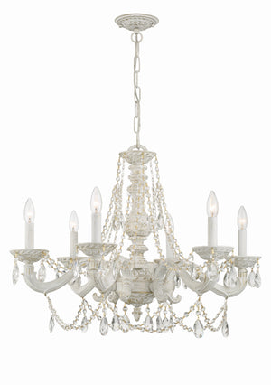 Paris Market 6 Light Clear Italian Crystal Antique White Chandelier 5026-AW-CL-I