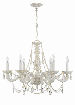 Paris Market 6 Light Clear Italian Crystal Antique White Chandelier 5026-AW-CL-I