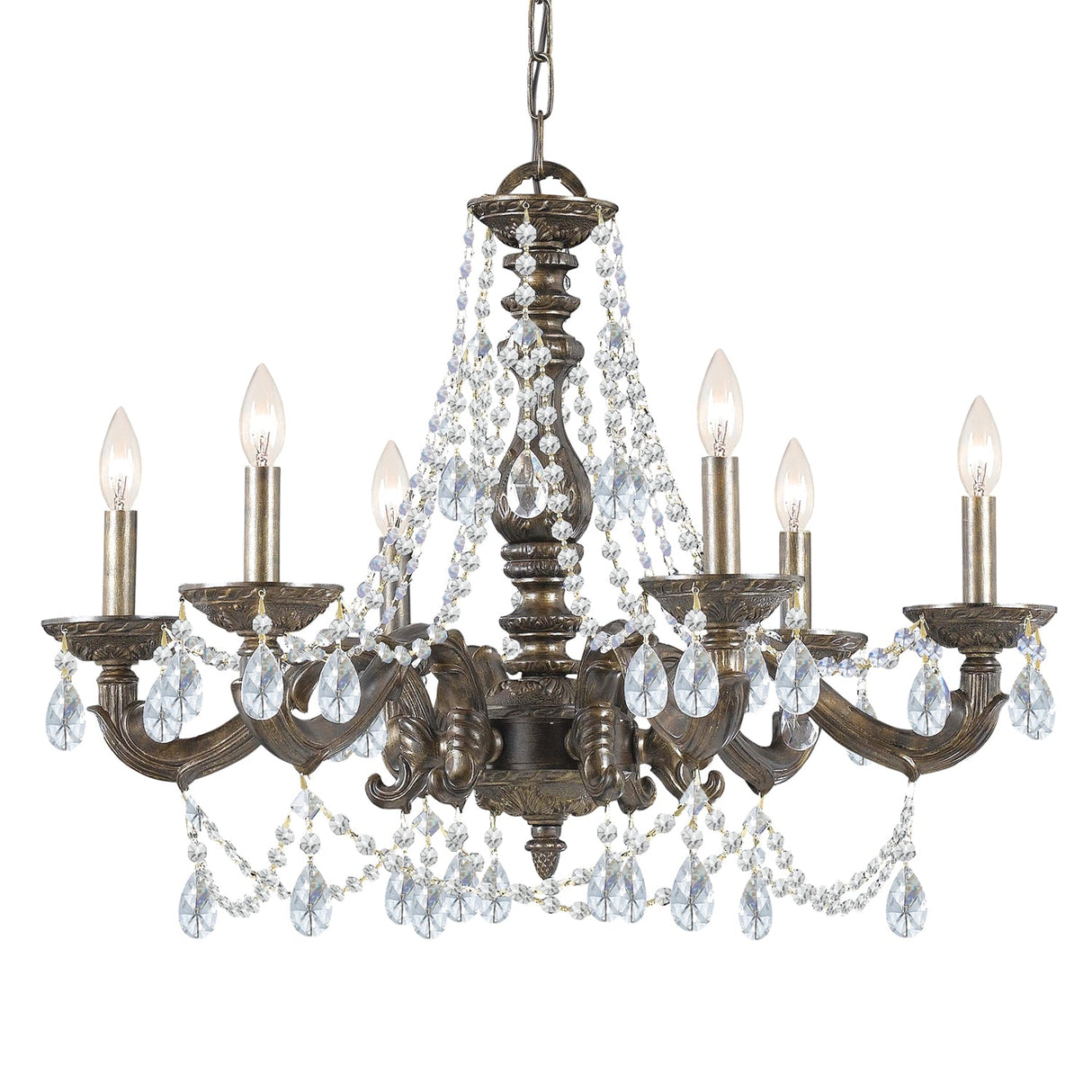 Paris Market 6 Light Spectra Crystal Venetian Bronze Chandelier 5026-VB-CL-SAQ