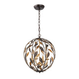 Broche 4 Light English Bronze + Antique Gold Sphere Mini Chandelier 504-EB-GA