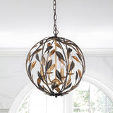 Broche 4 Light English Bronze + Antique Gold Sphere Mini Chandelier 504-EB-GA