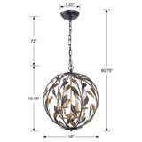 Broche 4 Light English Bronze + Antique Gold Sphere Mini Chandelier 504-EB-GA