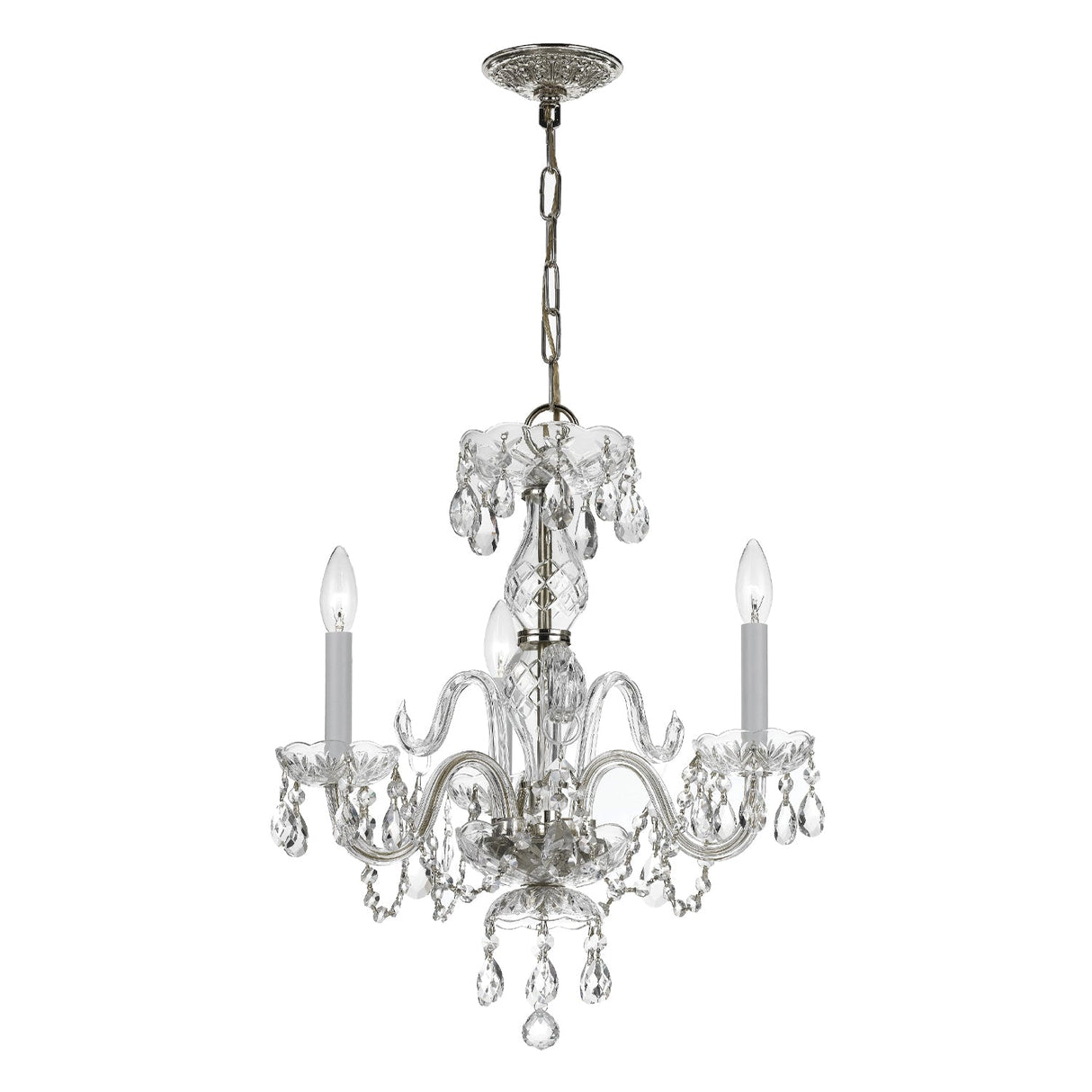 Traditional Crystal 3 Light Clear Crystal Polished Chrome Mini Chandelier 5044-CH-CL-MWP