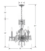 Traditional Crystal 3 Light Clear Italian Crystal Polished Chrome Mini Chandelier 5044-CH-CL-I