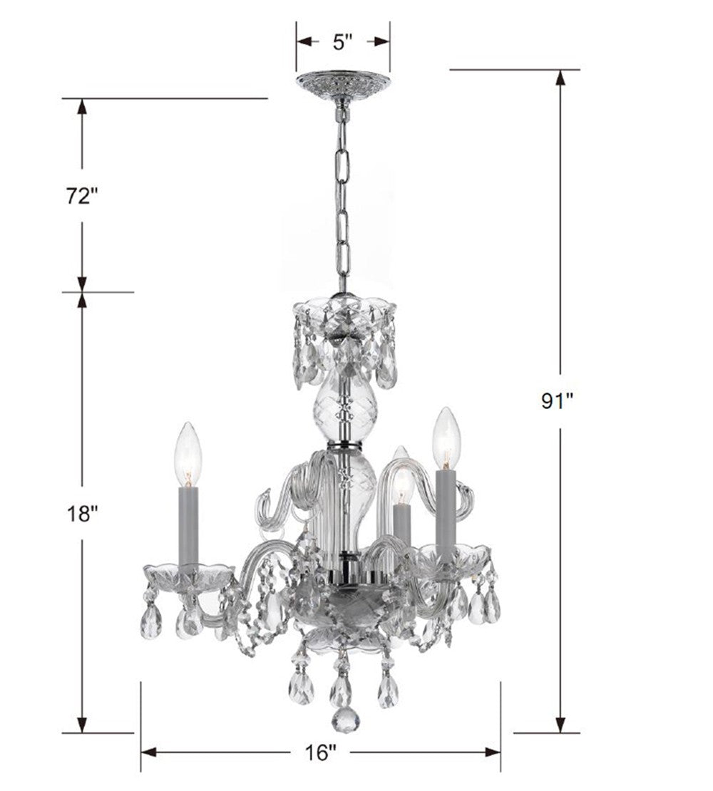 Traditional Crystal 3 Light Swarovski Strass Crystal Polished Chrome Mini Chandelier 5044-CH-CL-S