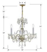 Traditional Crystal 3 Light Swarovski Strass Crystal Polished Chrome Mini Chandelier 5044-CH-CL-S