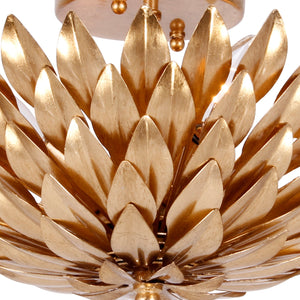 Broche 4 Light Antique Gold Semi Flush Mount 505-GA