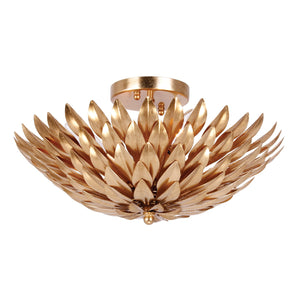 Broche 4 Light Antique Gold Semi Flush Mount 505-GA