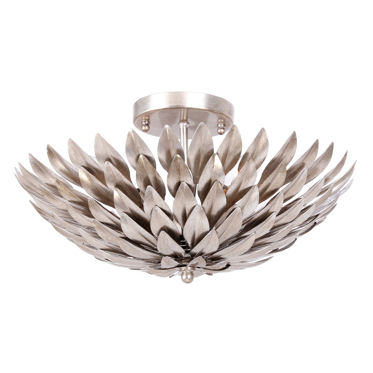 Broche 4 Light Antique Silver Semi Flush Mount 505-SA