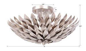 Broche 4 Light Antique Gold Semi Flush Mount 505-GA