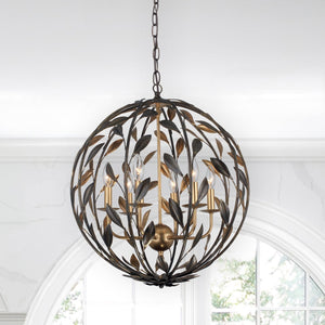 Broche 6 Light English Bronze + Antique Gold Sphere Chandelier 506-EB-GA
