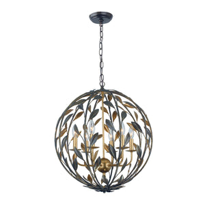 Broche 6 Light English Bronze + Antique Gold Sphere Chandelier 506-EB-GA