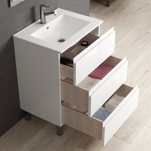 DAX Costa Engineered Wood Single Vanity Cabinet, 24", Glossy White DAX-COS012411