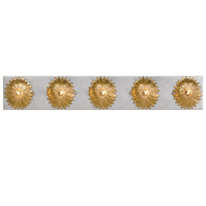 Broche 5 Light Antique Gold + Antique Silver Bathroom Vanity 508-GA-SA