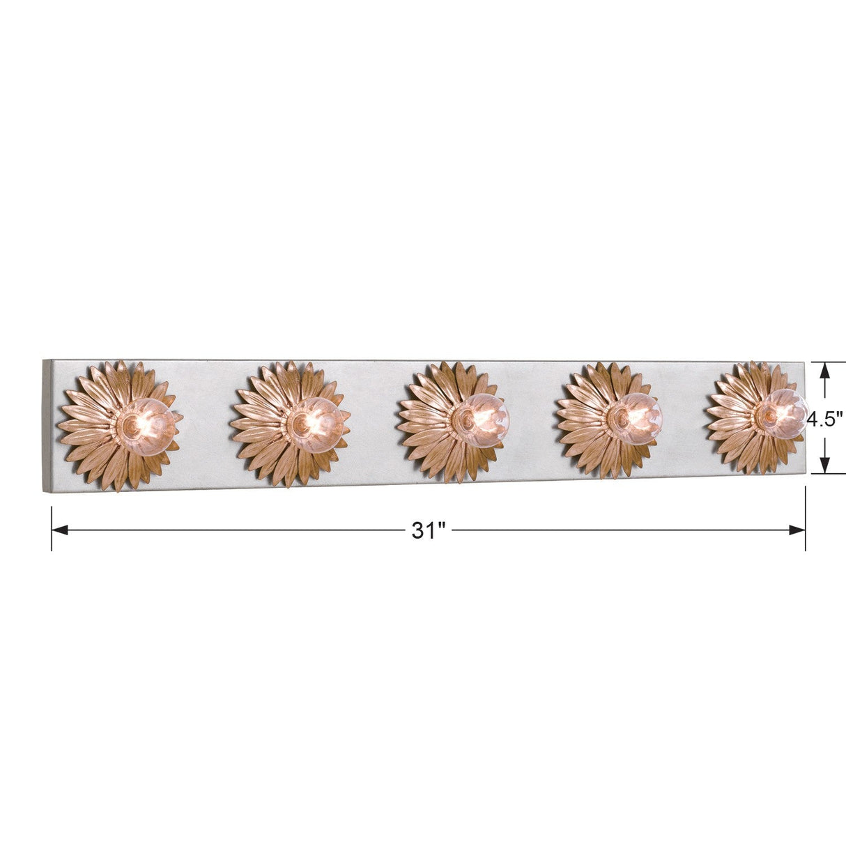 Broche 5 Light Antique Gold + Antique Silver Bathroom Vanity 508-GA-SA