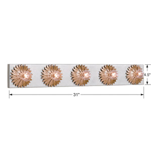 Broche 5 Light Antique Gold + Antique Silver Bathroom Vanity 508-GA-SA