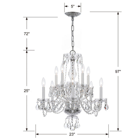 Traditional Crystal 10 Light Clear Crystal Polished Chrome Chandelier 5080-CH-CL-MWP