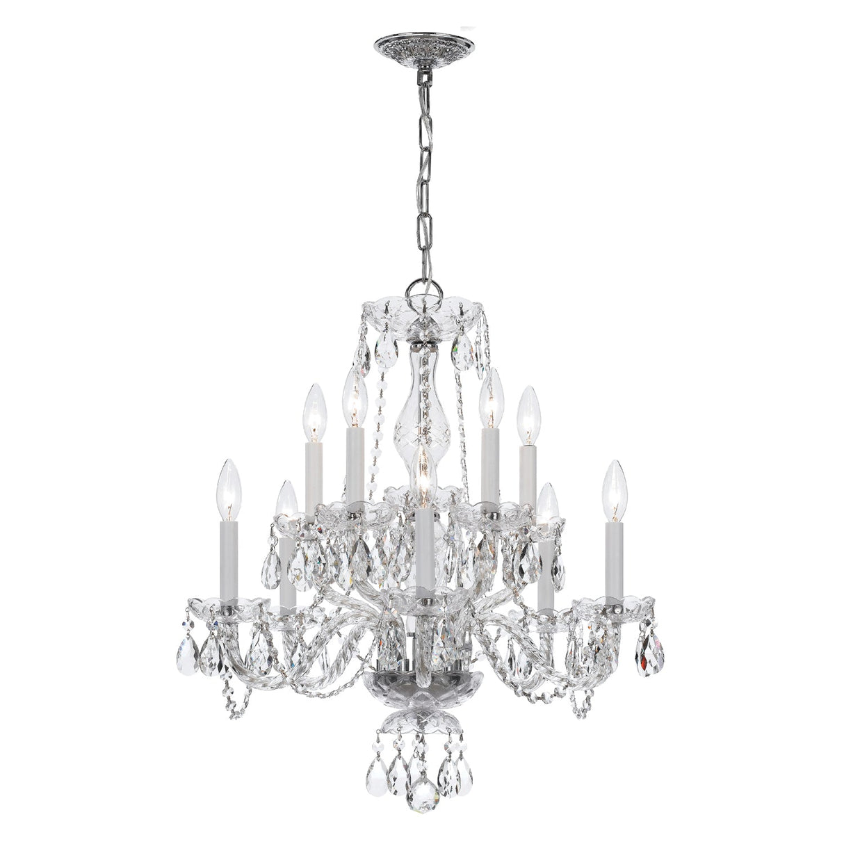 Traditional Crystal 10 Light Spectra Crystal Polished Chrome Chandelier 5080-CH-CL-SAQ