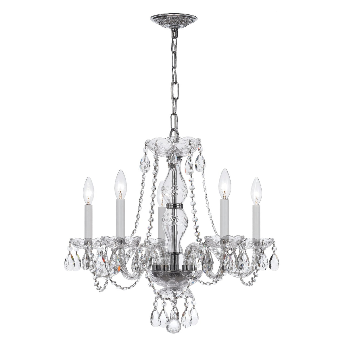 Traditional Crystal 5 Light Crystal Polished Chrome Chandelier 5085-CH-CL-MWP