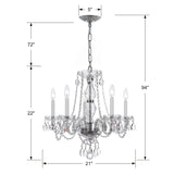 Traditional Crystal 5 Light Crystal Polished Chrome Chandelier 5085-CH-CL-MWP