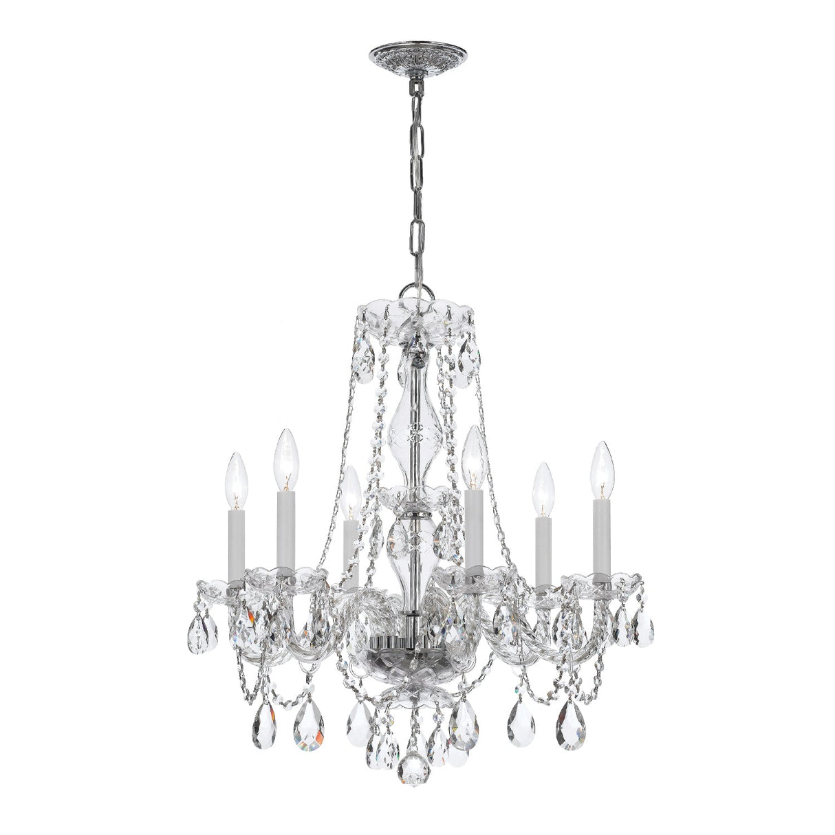 Traditional Crystal 6 Light Crystal Polished Chrome Chandelier 5086-CH-CL-MWP