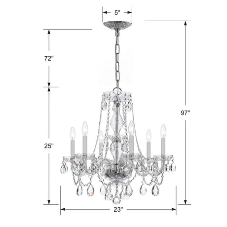 Traditional Crystal 6 Light Crystal Polished Chrome Chandelier 5086-CH-CL-MWP